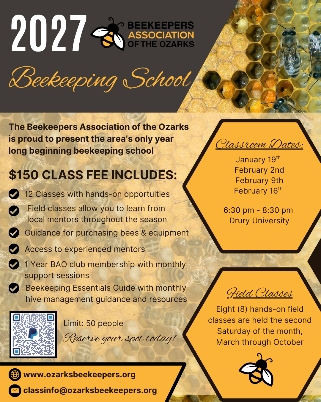 2027 Beekeeping School flyer